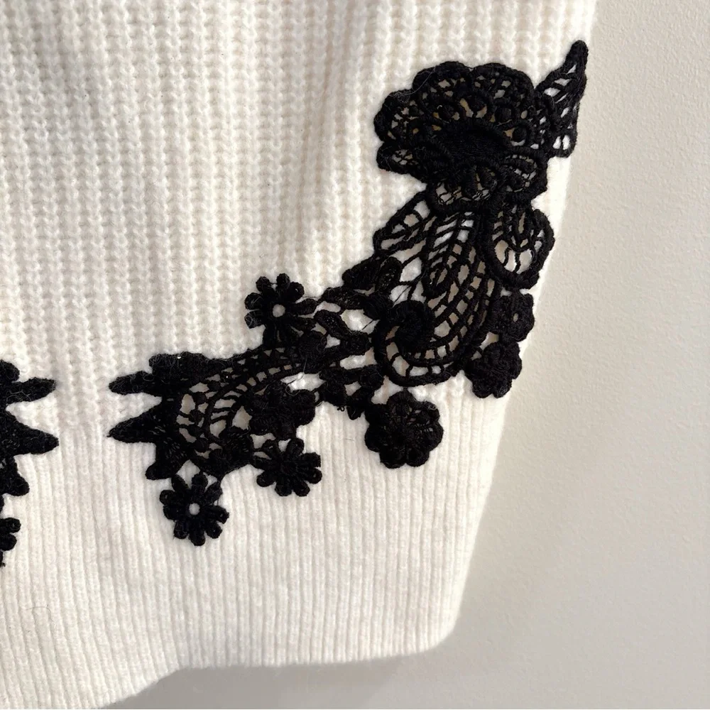 NWT Express Knit Camisole Women S Ivory Lace Trim Chic Coquette Y2K Top - Picture 4 of 8